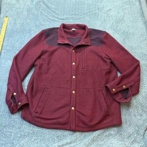 Carbon 2 Cobalt Mens Large Burgundy Fleece Snap Front Shirt Jacket 144436